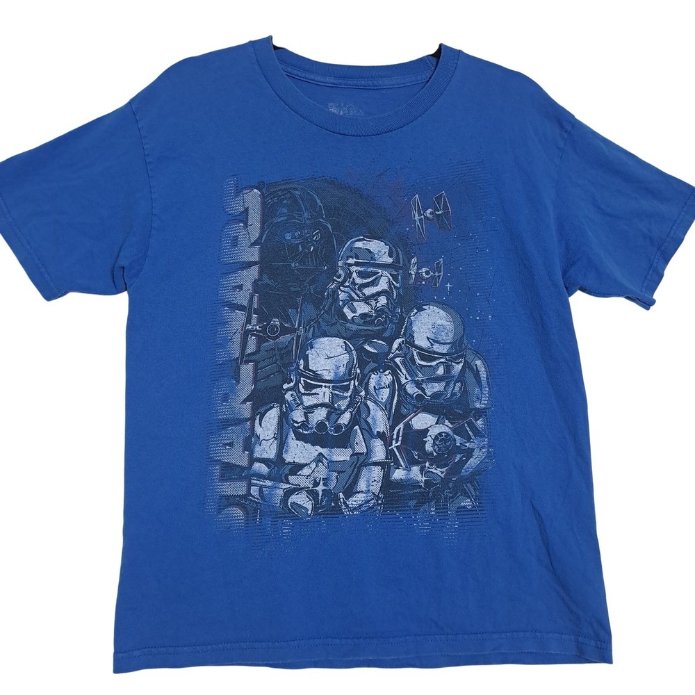Star Wars‎ Womens Medium Blue Stormtrooper Darth Vader Graphic Tee Cotton Shirt